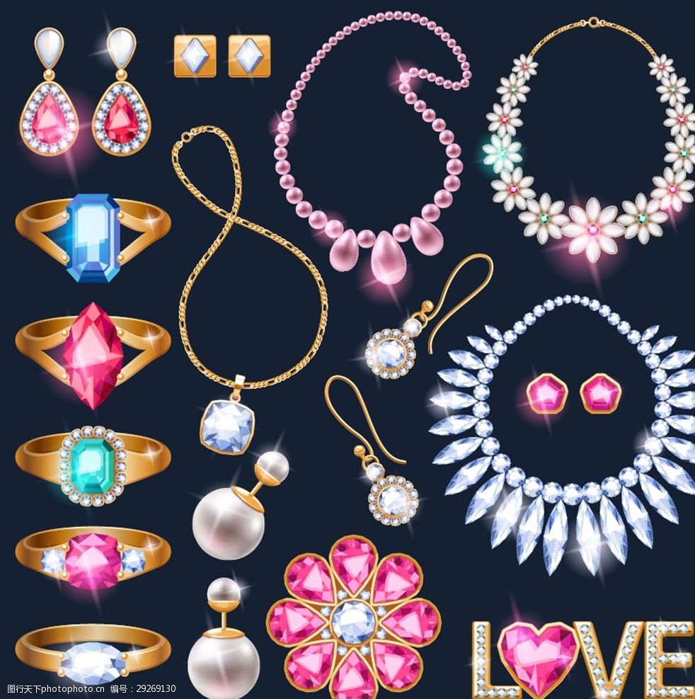 璀璨流光 黃金首飾矢量素材的藝術魅力與設計應用